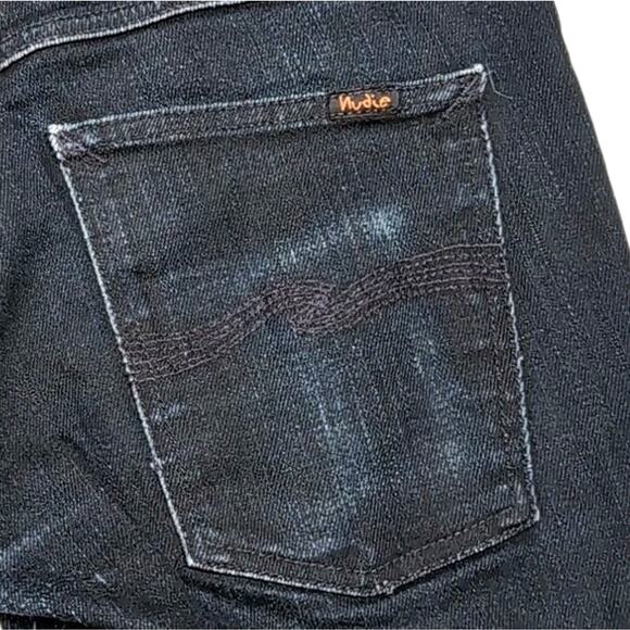 Nudie Jeans Thin Finn Mens 32x32 Measure 31x29.5 Dark Ultra Indigo Coated Italy - Picture 5 of 16